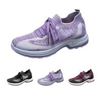 Generisch Sneaker slip-on da donna, leggere, in tessuto a rete, traspiranti, comode, con suola morbida, per il tempo libero, comode, per il tempo libero, per il jogging, per la corsa su strada, viola