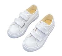 Generisch Sneakers alla moda in tela per ragazzi con pratico passante per gancio, comode scarpe casual per bambini attivi, bianco, 33.5 EU
