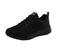 Generisch Sneakers da donna traspiranti, antiscivolo, comode da passeggio, eleganti scarpe da ginnastica piatte con zero-drop, leggere, per l'uso quotidiano e il tempo libero, Nero , 35 EU