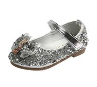 Generisch Sneakers da ragazza alla moda con applicazioni glitterate, suola morbida per attività sportive ottimali nella vita di tutti i giorni, argento, 28.5 EU