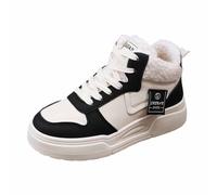 Generisch Sneakers invernali da donna con piattaforma, altezza superiore rialzata, morbida fodera interna in pelle, casual, scarpe da hiking, impermeabili con chiusura lampo, lacci per il freddo, 3