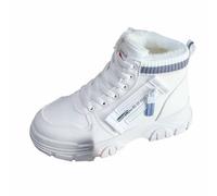 Generisch Sneakers invernali da donna con piattaforma, altezza superiore rialzata, morbida fodera interna in pelle, casual, scarpe da hiking, impermeabili con chiusura lampo, lacci per il freddo, 2