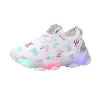 Generisch Sneakers luminose per bambini, scarpe da corsa sportive con luce a LED, suola morbida, traspiranti, comode, per ragazzi e ragazze, bianco, 24 EU