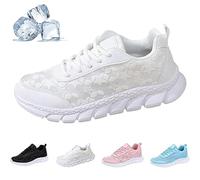 Generisch Sneakers ortopediche da donna di lusso, stampa pizzo cava traspirante scarpe in rete per donna suola larga supporto arco plantare, bianco, 42 EU