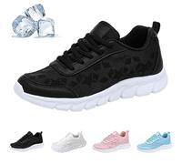 Generisch Sneakers ortopediche da donna di lusso, stampa pizzo cava traspirante scarpe in rete per donna suola larga supporto arco plantare, Nero , 41 EU