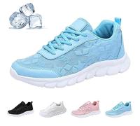 Generisch Sneakers ortopediche da donna di lusso, stampa pizzo cava traspirante scarpe in rete per donna suola larga supporto arco plantare, Blu, 37 EU