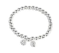 Generisch Sonaglio, bracciale fatto a mano, da spiaggia, da 6 mm, con perline da donna, in argento, regolabile, in vera pelle con diversi colori, Taglia unica, lega di zinco, Senza Gemstone