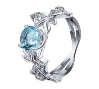 Generisch Sottobicchieri stile anelli da donna, anelli d'amore, anello da donna, gioielli con foglie, elegante anello lucido per uso quotidiano, anelli blu (bianco, 6)