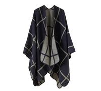 Generisch Specchietto retrovisore donna colore blocco primavera inverno antivento caldo sciarpa sciarpa cardigan sciarpa sciarpa dieta, Blu marino, Taglia unica