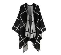 Generisch Specchietto retrovisore donna colore blocco primavera inverno antivento caldo sciarpa sciarpa cardigan sciarpa sciarpa dieta, Nero , Taglia unica