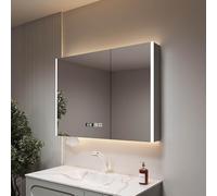 Generisch Specchio Cabinet with Clock - Bathroom Mirror Cabinet Featuring Acrylic Lights, Digital Clock Display, Paper Towel Opening, and Intelligent Lighting for optimale Functionality