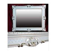 Generisch Specchio da Parete Specchio Barocco 90 x 70 cm Antico Barocco Rococò Shabby Chic Rinascimentale Stile Liberty Retrò Design con Decorazioni Ornamentali Stampa di Lusso (Bianco/Oro Doppio