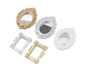 Generisch Specchio per bambole in miniatura, stile retrò, elegante, design europeo, accessorio per bambole con piccoli specchi, per bambini, collezionisti, famiglie, ragazze, adolescenti