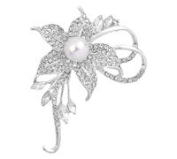 Generisch Spilla a forma di rosa argentata, alla moda, con strass artificiali, adatta per feste, balli, matrimoni, banchetti, eleganti da donna e ragazza (B, taglia unica)