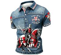 Generisch St Georges Day - Maglietta da uomo a maniche corte, con grafica patriottica, con scritta "Saint George", Blu, 3XL