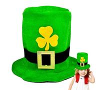 Generisch St Patricks Day Cappello, cilindro verde, con fibbia, cappello da cosplay irlandese, per adulti, adolescenti, uomini, donne