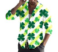 Generisch St Patrick's Day Costume da uomo St Pat Digital Casual camicia a maniche lunghe stampata 3D con bottoni, verde, L