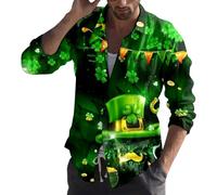 Generisch St Patrick's Day Costume da uomo St Pat Digital Casual camicia a maniche lunghe stampata 3D con bottoni, Colore: arancione., 3XL
