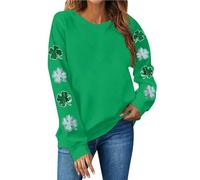 Generisch St Patrick's Day - Felpa da donna con stampa casual, a maniche lunghe, verde, L