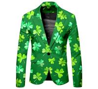 Generisch St Patrick's Day Giacca da uomo, giacca sportiva da uomo, con bottoni, per matrimonio, per il tempo libero, per Carnevale, giacca slim fit, blazer, elegante giacca da festa, verde, 3XL