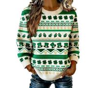 Generisch St Patricks Day - Maglione oversize con taglio largo, a maniche lunghe, scollo rotondo, morbido e caldo, per l'inverno e l'autunno, beige., L