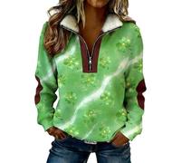 Generisch St Patrick's Day T Shirt Felpa con cappuccio con cerniera, gradiente di colore e collo decorativo, maglione casual autunno-inverno per l'uso quotidiano