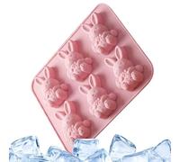 Generisch Stampo per cioccolato a forma di coniglio pasquale, 6 pezzi, riutilizzabili, in silicone, per cupcake, argilla, caramelle, zucchero, muffin, famiglia, , uomini, donne, compleanni, feste