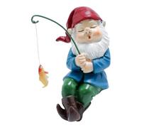 Generisch Statua da giardino con nano di pescatore, decorazione per il giardino, statuetta nana di pesca, benvenuto, pescatore, divertente nano da giardino in resina, decorazione per esterni, per