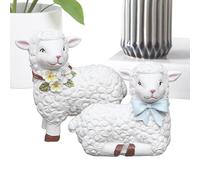 Generisch Statua d'agnello, statuette di pecora - Statua di agnello sdraiata | Decorazione a gradini per la casa all'aperto