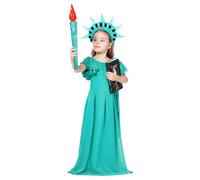 Generisch Statua della Libertà, costume per cosplay, costume festivo per bambini, comodo costume da travestimento di Halloween per palle in maschera e spettacoli sul palcoscenico