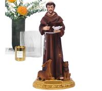 Generisch Statua di San Francesco | Ornamento in resina con colomba e croce - Collezione di scale classiche in argilla, regalo pio, ispirazione pregata, collezione rinascimentale