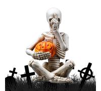Generisch Statua scheletrica scheletrica statua in resina gotico scheletrico teschio spaventoso senza sentire, vedere e parlare, per decorazioni di Halloween sulla scrivania di casa
