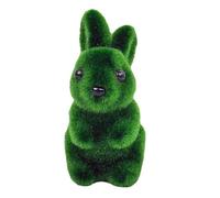 Generisch Statuetta a forma di coniglio vellutato in verde muschio artificiale come decorazione per la casa, statua da giardino, decorazione per porta, tavolo, interni, feste, primavera, ufficio