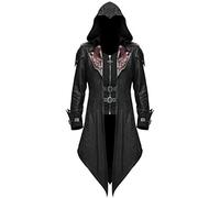 Generisch Steampunk, giacca da uomo con cappuccio, stile retrò, medievale, mantello gotico, punk, costume per cosplay, costume vittoriano, costume da carnevale, Nero , L