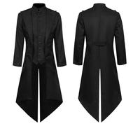 Generisch Steampunk Vintage Giacca Gotico Vittoriano Frack Cappotto Uniforme Uomini Medioevo Lungo Smoking Rinascimento Pirati Vampiro Party Cosplay Costumi Retro Cardigan, Nero , M