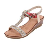 Generisch Stile Boemia Linea T con Strass Sandali Oversize, gold, 40 EU Stretta