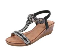 Generisch Stile Boemia Linea T con Strass Sandali Oversize, Nero , 40 EU Stretta