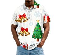 Generisch Stile di Natale per gli uomini: stile di lavaggio dell'inchiostro, stile, casual e confortevole, a maniche corte Famiglia vestito maglione di Natale, Ugly Christmas Camicia Uomo, Gn4, M