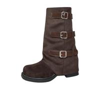 Generisch Stivaletti alla moda con cinturino tacco basso per un comodo compagno di tutti i giorni durante le passeggiate e attività ricreative con cerniera laterale, design lungo il polpaccio, caffè