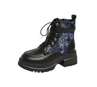 Generisch Stivaletti alla moda con suola ingombrante Stampa artistica nel design come comode scarpe invernali per gite casual quotidiane con tacco basso, Blu, 36 EU