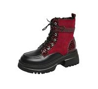 Generisch Stivaletti alla moda con suola ingombrante Stampa artistica nel design come comode scarpe invernali per gite casual quotidiane con tacco basso, Colore: rosso, 39 EU