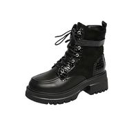 Generisch Stivaletti alla moda con suola ingombrante Stampa artistica nel design come comode scarpe invernali per gite casual quotidiane con tacco basso, Nero , 39 EU