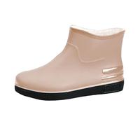 Generisch Stivaletti corti da donna, estivi, impermeabili, in gomma antiscivolo, tinta unita, suola piatta, comode, da pesca, fango, giardino, da pioggia, 35 - 40 EU, Khaki8, 37 EU