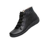 Generisch Stivaletti da donna, alla caviglia, per autunno, con suola morbida, antiscivolo, in tinta unita, morbidi, comodi, alla caviglia, per attività all'aperto, casual, in pelle, con lacci, 35-42