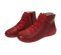 Generisch Stivaletti da donna alla moda di alta qualità con pratica chiusura lampo, elegante cinturino per un look alla moda, Colore: rosso, 40 EU