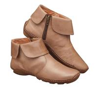 Generisch Stivaletti da donna autunnali larghi, stile vintage, in pelle sintetica, con supporto per l'arco del piede, alla caviglia, antiscivolo, alla moda, con cerniera laterale, Beige2., 37 EU