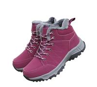 Generisch Stivaletti da donna, colore nero, con suola spessa, da montagna, antiscivolo, resistenti all'abrasione, invernali, taglie forti, protezione dal vento, invernali, caldi, Colore: rosso, 40 EU