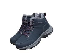 Generisch Stivaletti da donna, colore nero, con suola spessa, da montagna, antiscivolo, resistenti all'abrasione, invernali, taglie forti, protezione dal vento, invernali, caldi, Blu, 37 EU