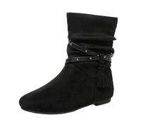Generisch Stivaletti da donna, comfort quotidiano, con frange, design sottile, per l'inverno, senza danni, tacco resistente all'usura, comoda forma di chiusura per jeans e abiti