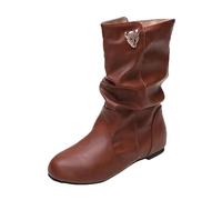 Generisch Stivaletti da donna con polpaccio medio, color oro, con motivo leopardato, per scarpe invernali, colore nero, marrone, 36 EU